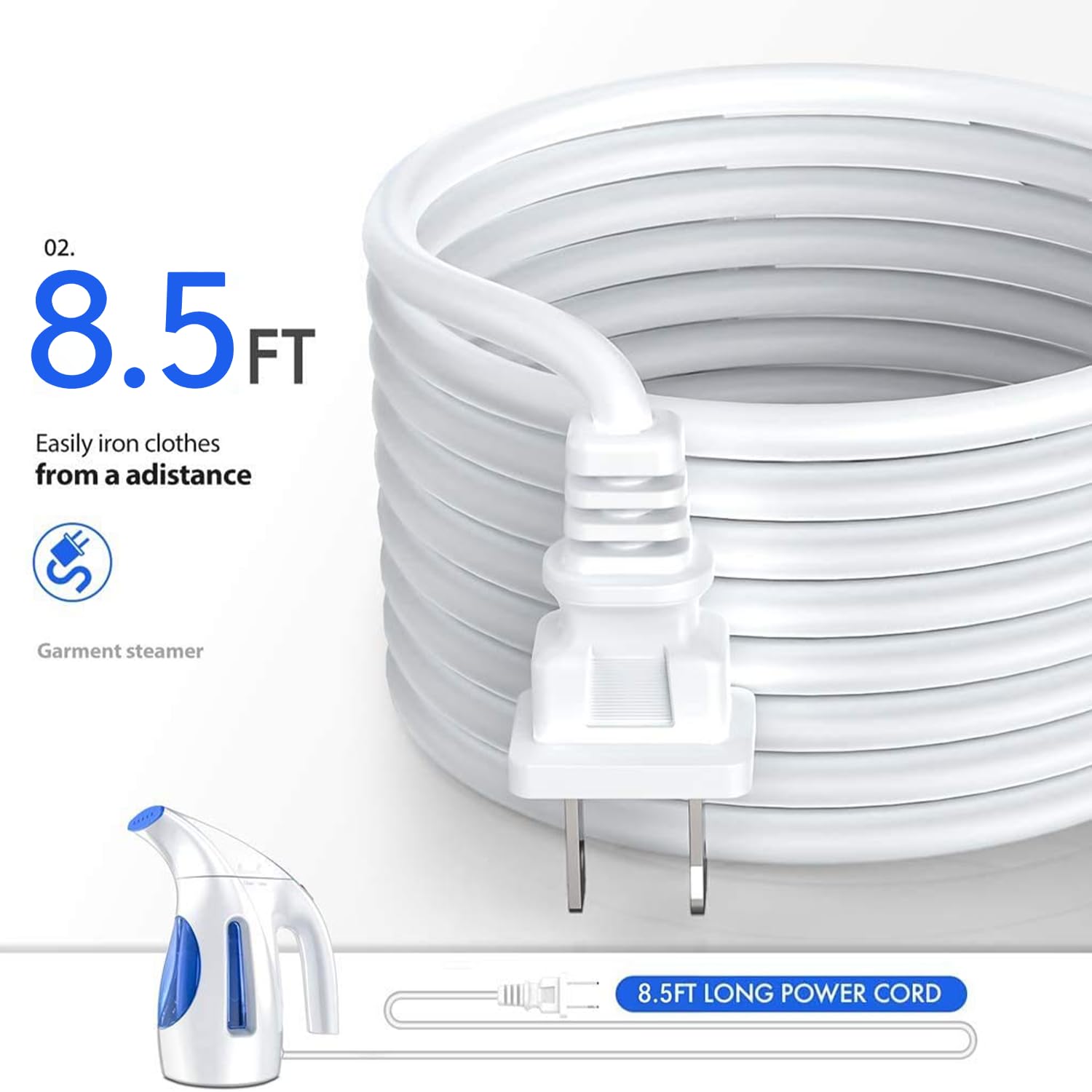 HiLIFE Steamer for Clothes, Portable Handheld Design, 240ml Big Capacity, 700W, Strong Penetrating Steam, Removes Wrinkle, for Home, Office and Travel(ONLY FOR 120V)(White)