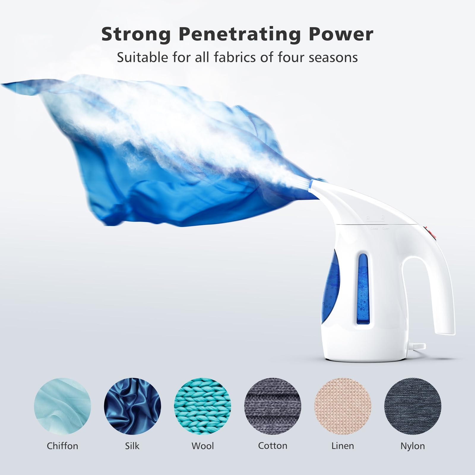 HiLIFE Steamer for Clothes, Portable Handheld Design, 240ml Big Capacity, 700W, Strong Penetrating Steam, Removes Wrinkle, for Home, Office and Travel(ONLY FOR 120V)(White)
