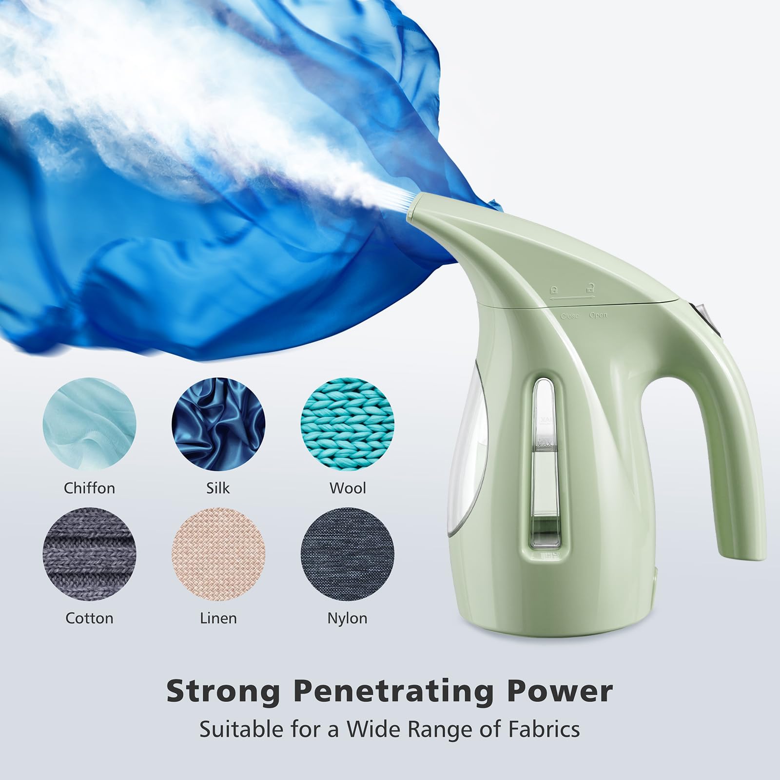 HiLIFE Steamer for Clothes, Portable Handheld Design, 240ml Big Capacity, 700W, Strong Penetrating Steam, Removes Wrinkle, for Home, Office and Travel(ONLY FOR 120V)(White)