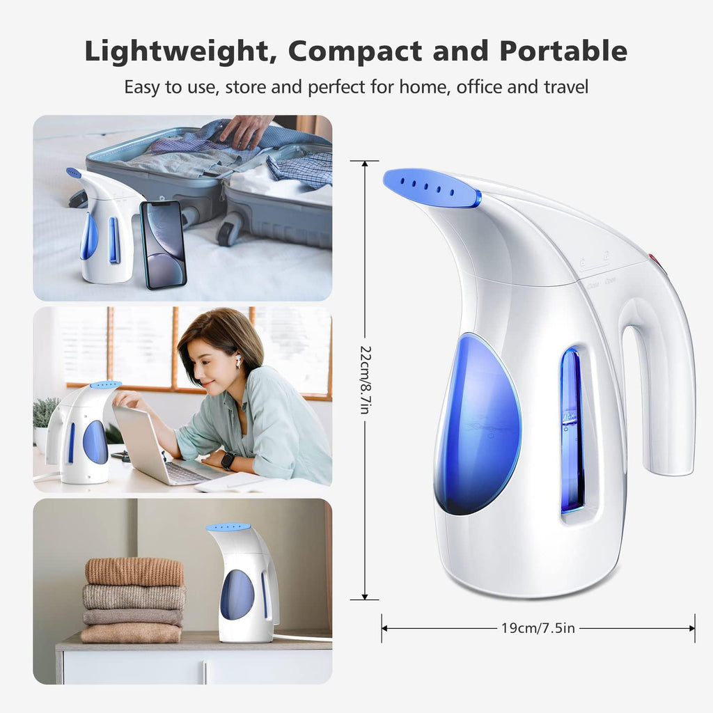HiLIFE Steamer for Clothes, Portable Handheld Design, 240ml Big Capacity, 700W, Strong Penetrating Steam, Removes Wrinkle, for Home, Office and Travel(ONLY FOR 120V)(White)