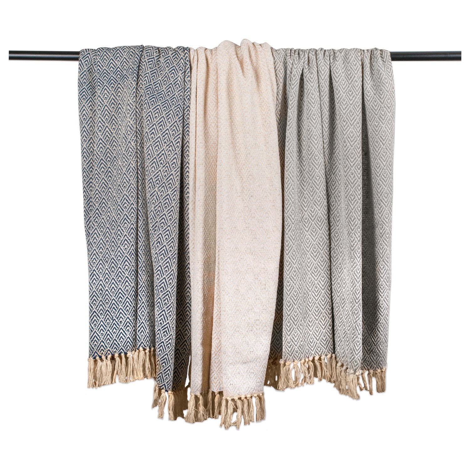 DII Diamond Throw Collection Cotton Woven, 50x60, Gray