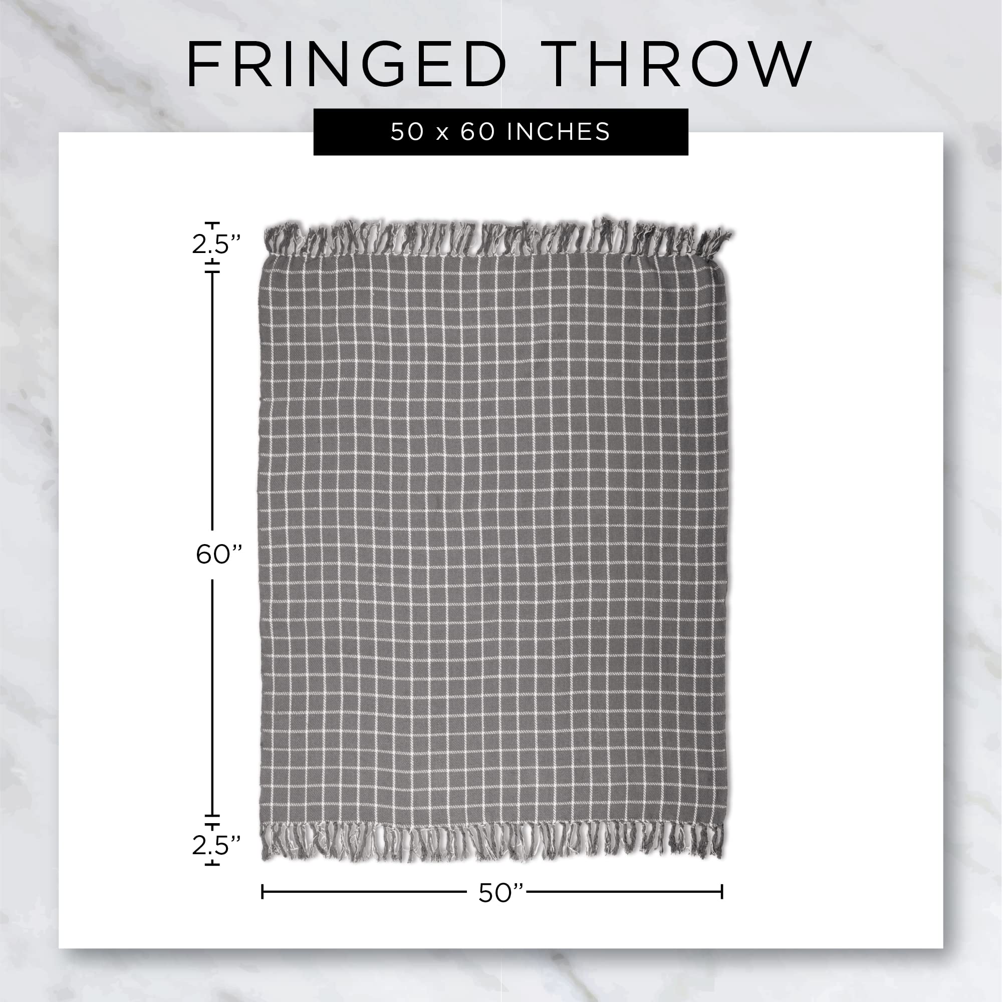 DII Diamond Throw Collection Cotton Woven, 50x60, Gray