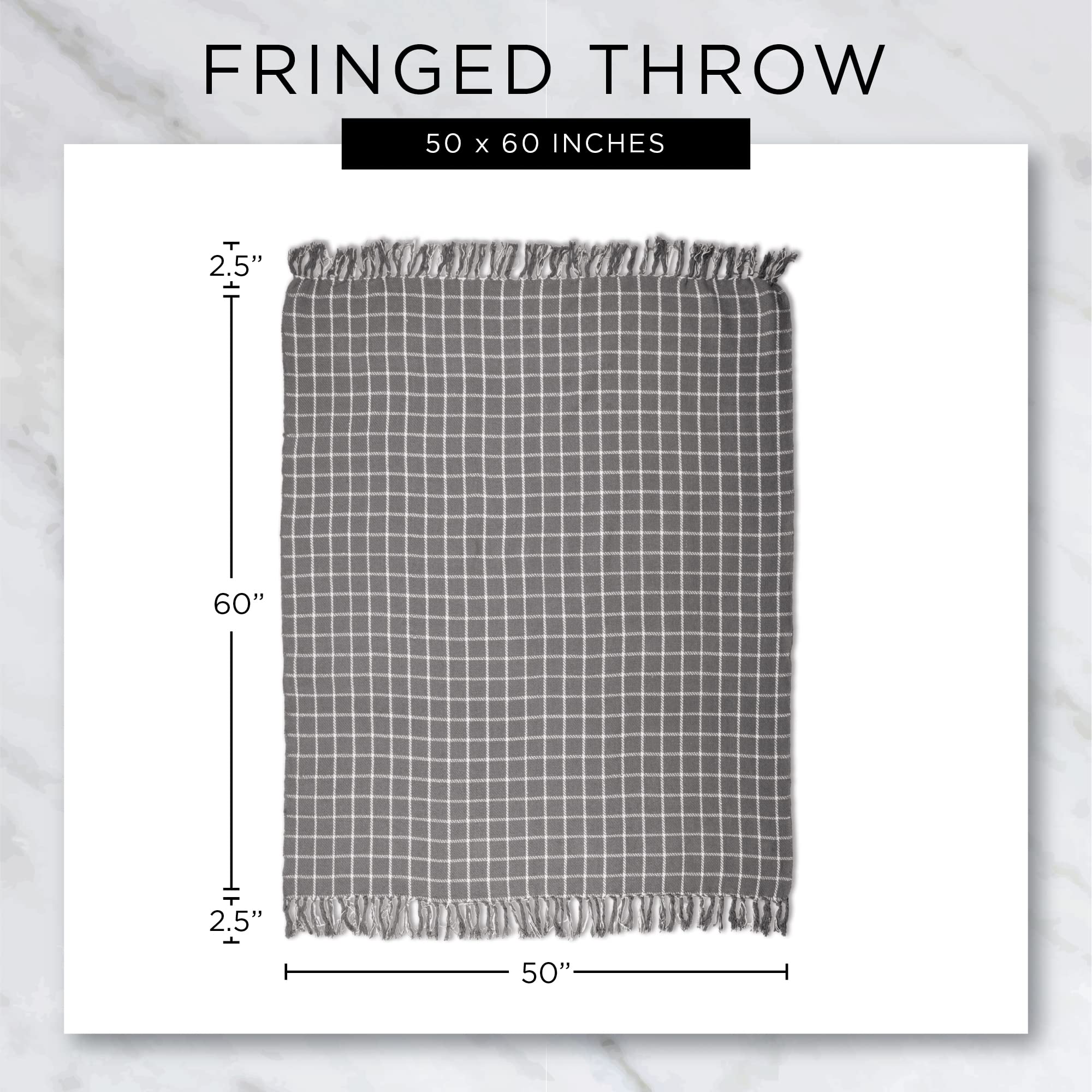 DII Diamond Throw Collection Cotton Woven, 50x60, Gray